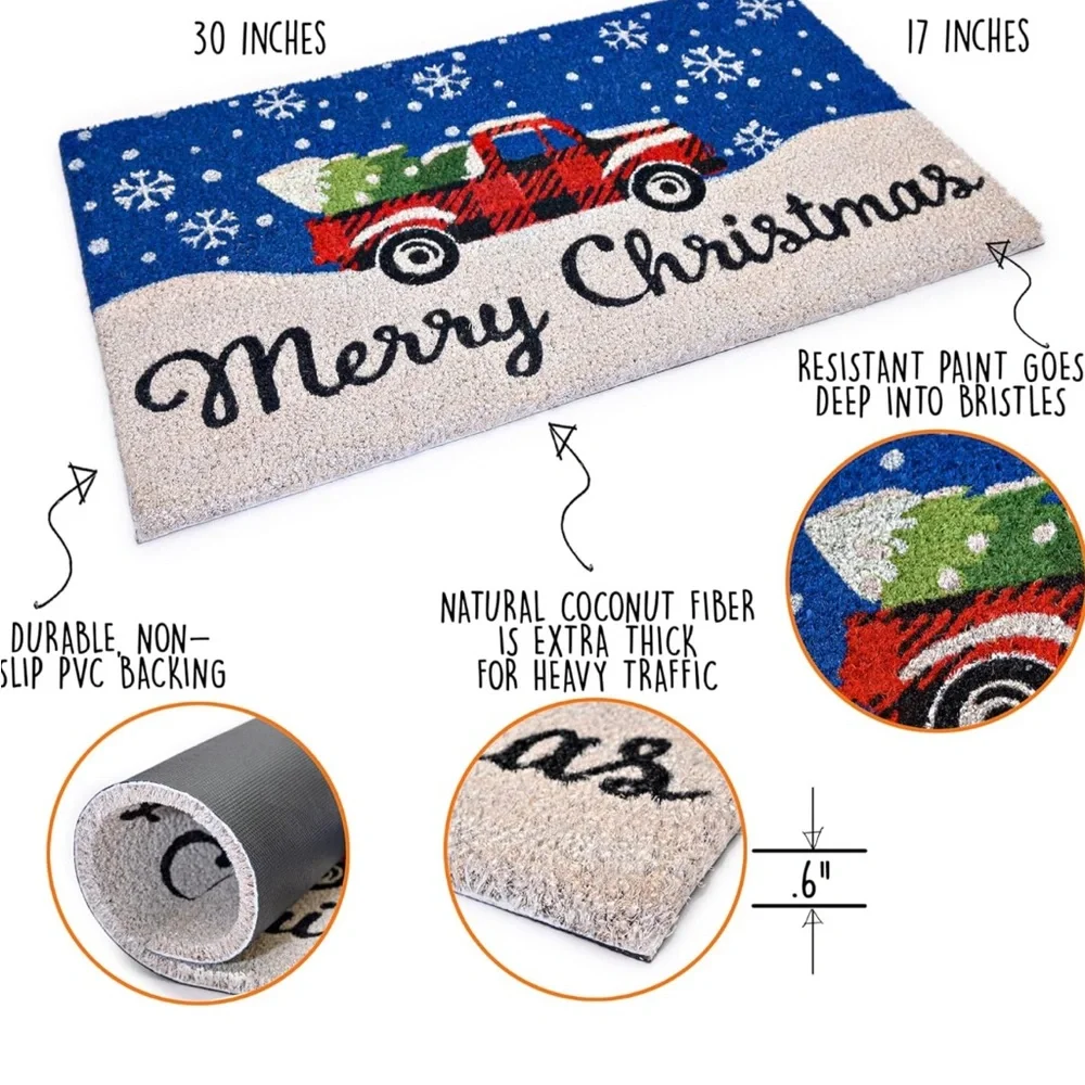NEW in box -Festive Red Truck Christmas Doormat